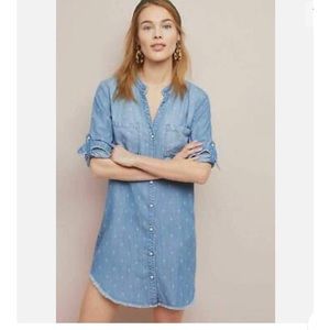 Cloth & Stone for Anthropologie Chambray Button front Shirt Dress, size Small